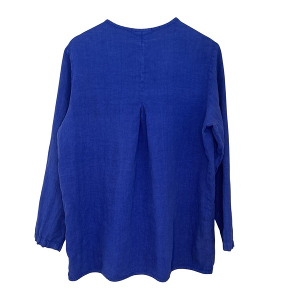 Vtg Blue Cactus Cotton Hand Painted Jacket One Button Lagenlook  Artsy Large - Picture 2 of 8